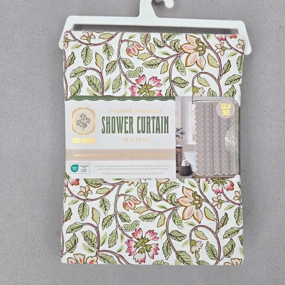 Studio Montrose New 72x72 Shower Curtain Floral Scalloped Cottagecore